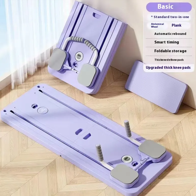 Multi-Functional Fitness Board with Automatic Rebound Ab Wheel